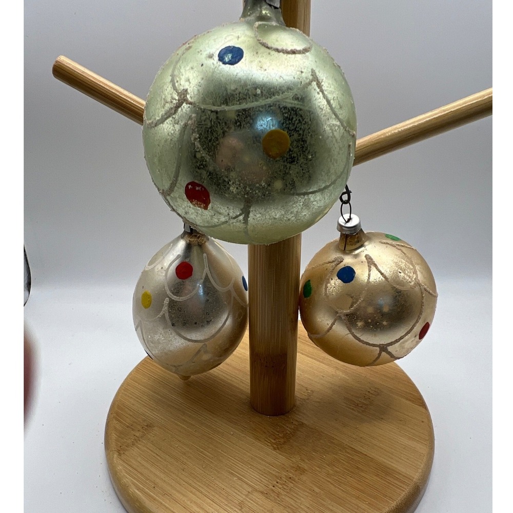 3 Mercury Glass Christmas Ornaments West Germany Poland MCM VTG Antique As Is